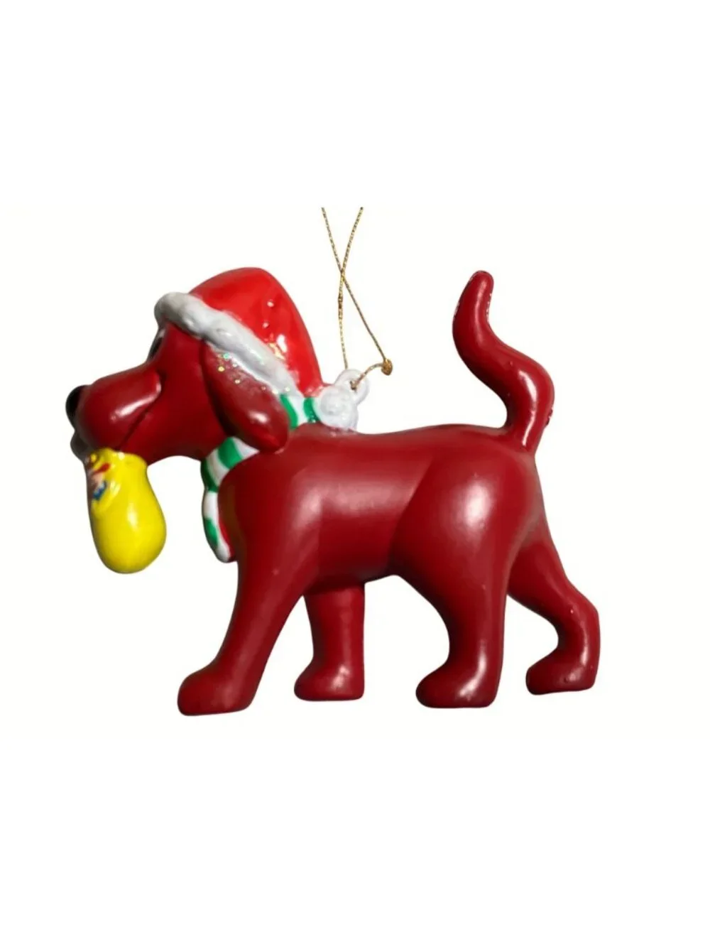 Clifford the Big Red Dog Christmas Ornament With Santa Hat and Scarf